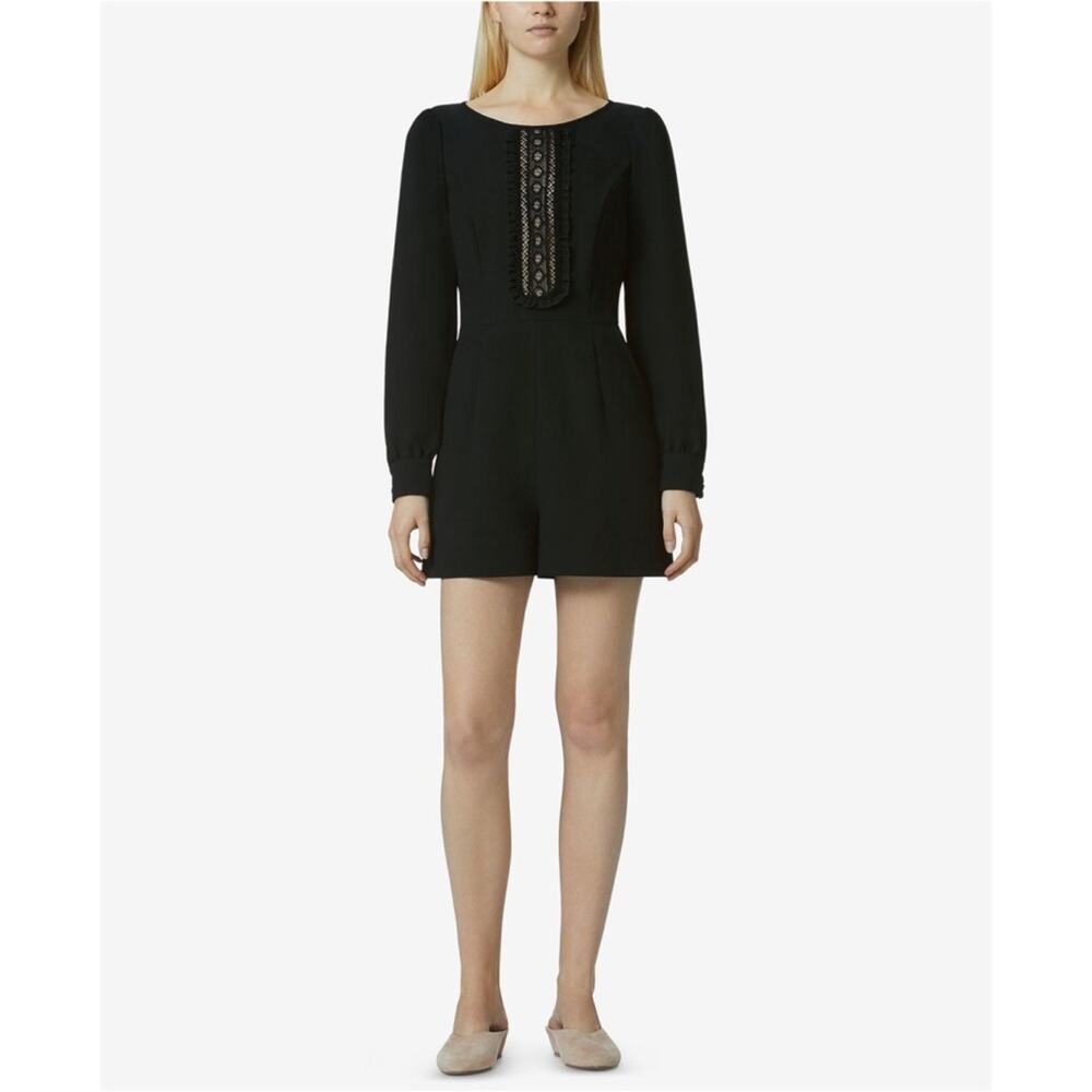 New Avec Les Filles Black Lace-Inset Romper in Black Women's Size 10